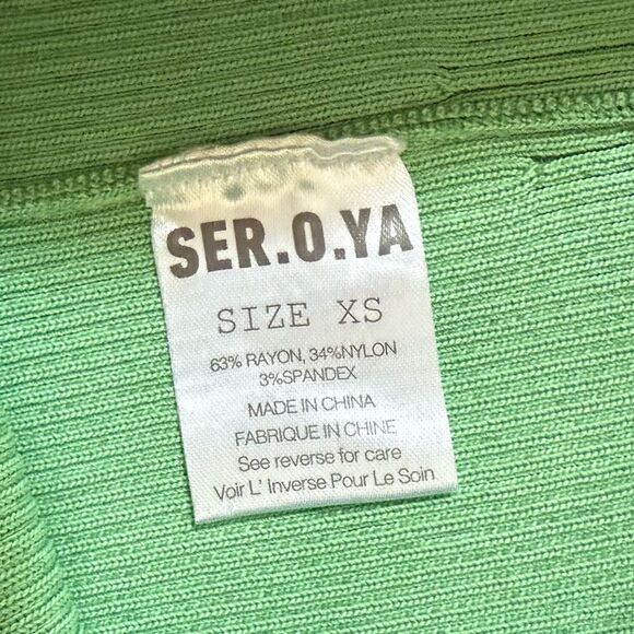 SER.O.YA Lux Ribbed High Rise V Waist Flare Pants in Green XS NWOT - Picture 8 of 14
